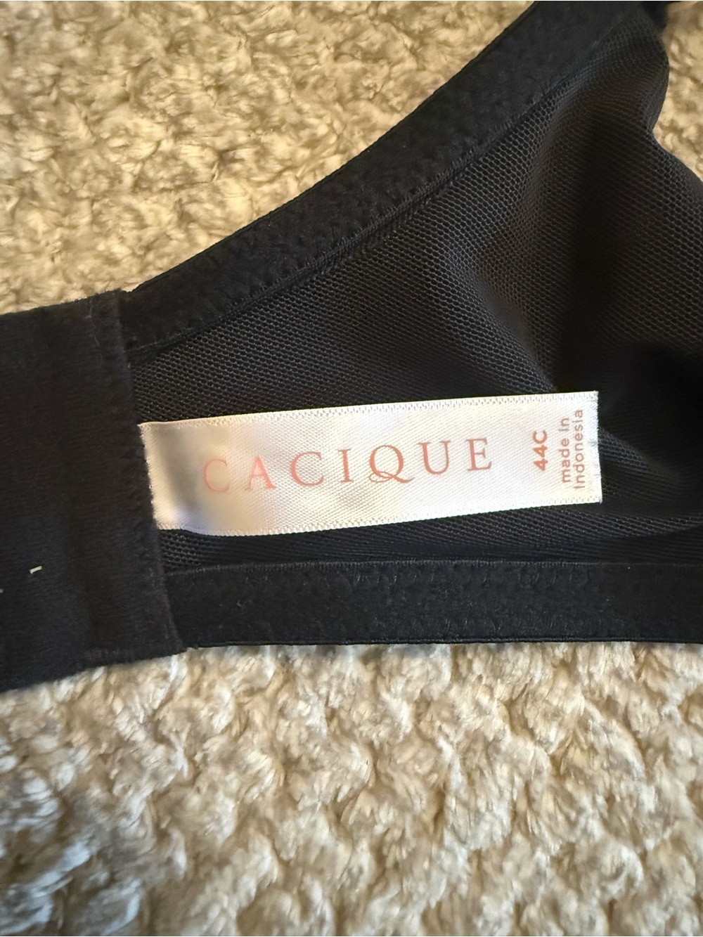 Cacique Black T-Shirt Bra with Branded Straps 44C - Picture 3 of 3